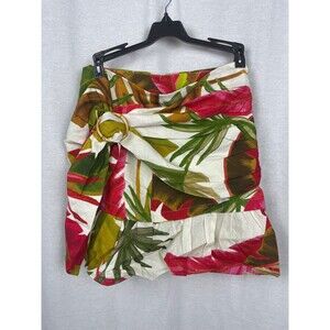 Farm Rio Spring Forest Linen Mini Skirt, Size Small, Rainforest, Tropical, New